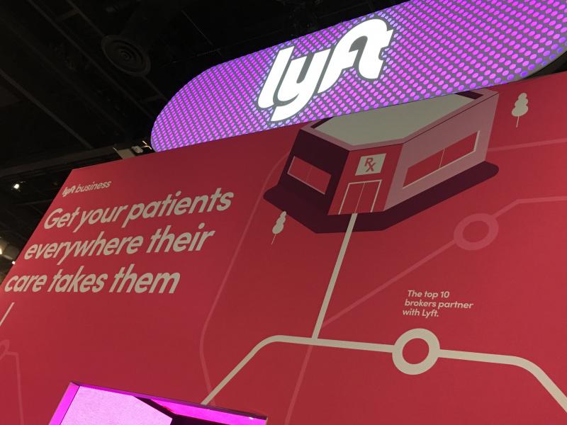 The ride share services Lyft and Uber both had booths on the HIMSS 2019 expo floor with its business services for hospitals. Both ride share services offer a way for invalid, elderly, or patients without access to a car to still make appointments or procedures. The companies said the ride share can be used to help speed discharges to cut length of stay. The service also can help avoid readmissions. The ride share apps are integrated into the hospital computer system to pre-arrange rides.